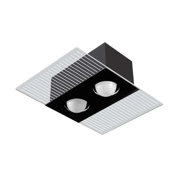 Plafon Monaco 23x33cm para 2 lâmpadas E27 preto Tualux