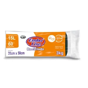 Saco Lixo Embalixo Preto Rolo 15L 60 Sacos