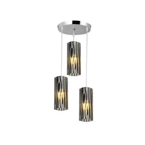 Pendente Mirage Zebra Cromo 3 Luzes E27 10X10X27 Bronzearte Llumm
