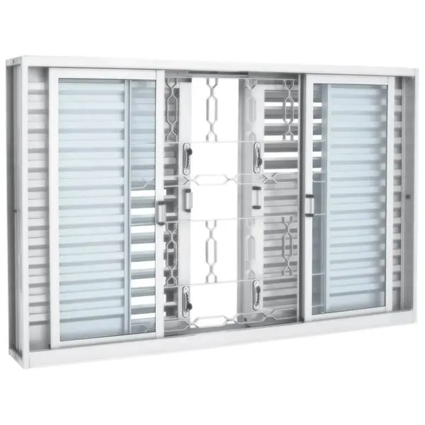 Janela Veneziana Multiflex Aço Branco Grade Elo 6 Folhas 100x150x16 Prátika Sasazaki