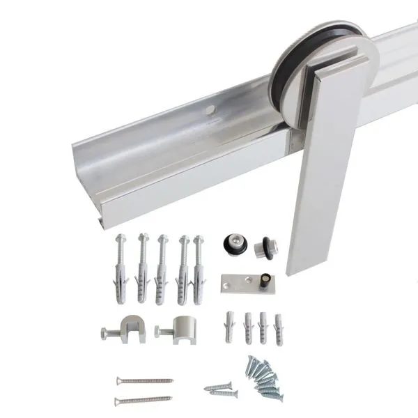 Kit para Porta de Correr de Madeira Até 50Kg 2m Inox Polido