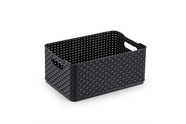 Caixa organizadora 520ml preta Rattan 01 Arthi