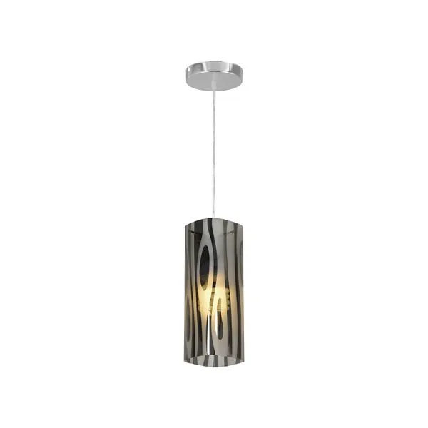 Pendente Mirage Zebra Cromo 1 Luz E27 100X100X270 Bronzearte Llumm