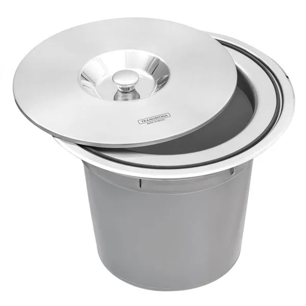 Lixeira de Embutir Tramontina Clean Round em Aço Inox com Balde Plástico 8 L