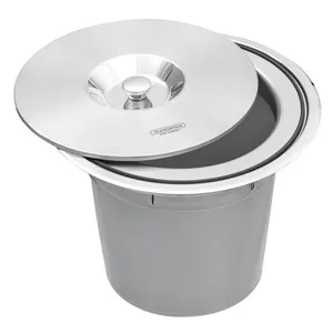 Lixeira de Embutir Tramontina Clean Round em Aço Inox com Balde Plástico 8 L