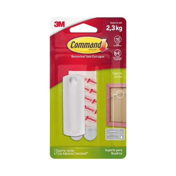 Suporte Adesivo Médio Unitário Plástico Branco 3M Command™