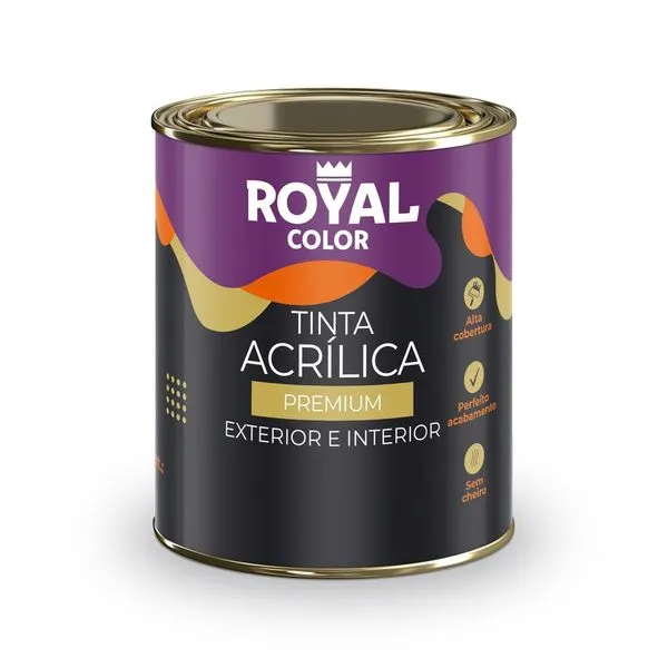Tinta Acrílica Premium Interior e Exterior Branco Semibrilho 800ml Royal Color