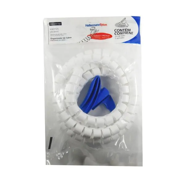 Organizador de fios HellermannTyton spiral com ferramenta de aplicação 2m 1" branco