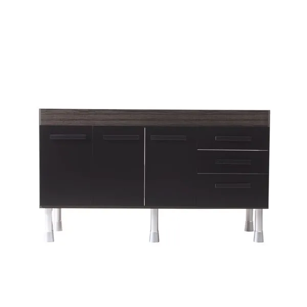 Gabinete De Cozinha Rio 144Cm Castanho Com Preto Fosco Corso