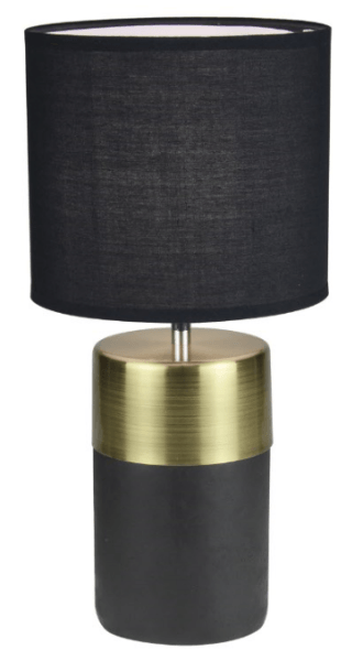 Abajur Quality concreto metal tecido preto e dourado
