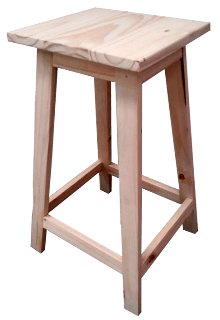 Banco Casa UD de Assento Quadrado em Madera Pinus Alt:70 cm X Comp: 34 cm. X Larg: 34 cm.