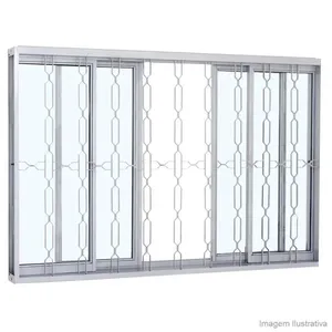 Janela de Correr 4 Folhas Pratika Sasazaki 100x150cm com Grade Elo Branca