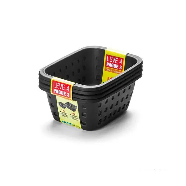 Conjunto de cestos organizadores pequenos com 4 unidades 1,4 litros preto Ordene