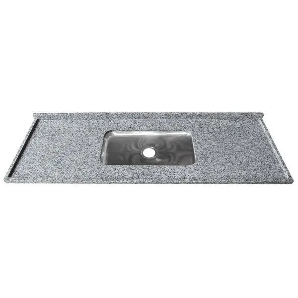 Pia de Granito 2,00m Cinza Corumbá Reto Simples Kasa Granito