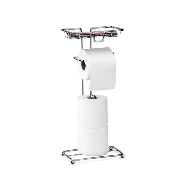 Porta Papel Higiênico De Chão Com Dispenser Celular Prata Arthi