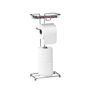 Porta Papel Higiênico De Chão Com Dispenser Celular Prata Arthi