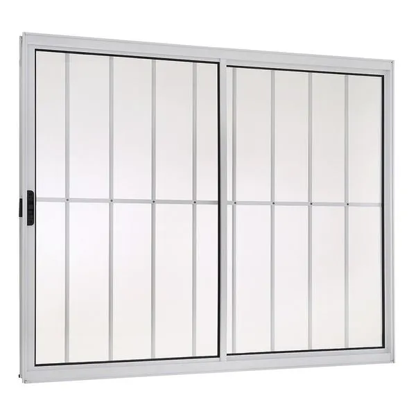 Janela de Alumínio de Correr 100x120 Direita com Grade Branco Ecosul Esquadrisul