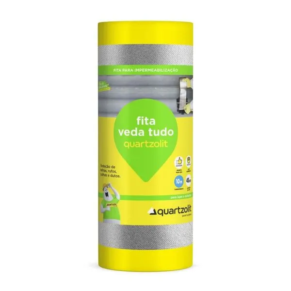 Fita Asfáltica Alumínio Vedatudo Cinza 10m Quartzolit Fita Asfaltica Aluminio Vedatudo 45cm 10m Quartzolit