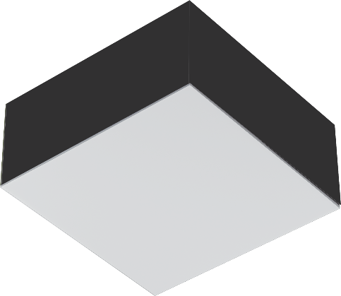 Plafon Valencia 01 Quadrado 18X18 Preto Para 1 Lampada E27 Tualux