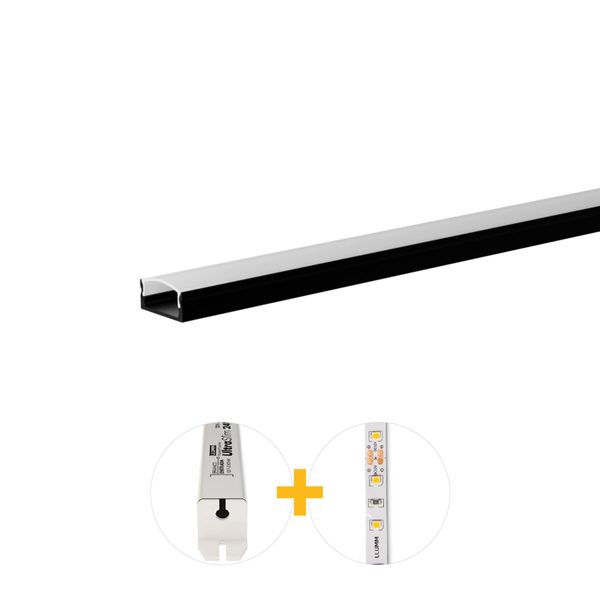 Kit Perfil De Sobrepor 14W/M 4K 1M 17X7Mm 12V Preto Llumm Bronzearte
