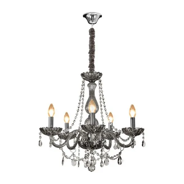 Lustre Clássico 05 Luzes E14 Fume LLumm Bronzearte