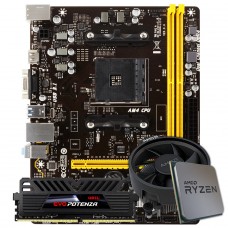 Kit Upgrade Placa Mãe Biostar A320MH AMD AM4 + Processador AMD Ryzen 5 3400G 3.7GHz + Memória GeIL Evo Potenza DDR4 8GB 3000MHz
