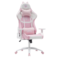 Cadeira Gamer Ninja MewMew, Reclinável, 3D, Rosa E Branco, GN-CH-MMR3DPW