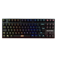 Teclado Gamer Mecânico Multilaser GK-510 TKL, LED Rainbow, Switch Blue, ABNT2, Black, TC258