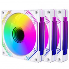 Kit Fan Com 3 Unidades Ryvel Aspen White, ARGB, 120mm, Com Controladora, Branco, RY-FN-AP-WT