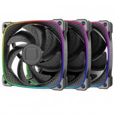 Kit Fan Com 3 Unidades Geometric Future Squama 2503B, ARGB, 120mm, PWM, Preto, GEO-S2503B-3