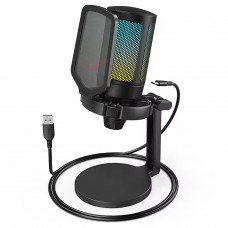 Microfone Gamer Fifine Ampligame A6NEO RGB USB Black | Terabyte