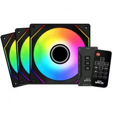 Kit Fan Com 3 Unidades Gamer Ninja Shimo, ARGB, 120mm, Com Controladora, Preto, GN-FN-SMK12AB - Open Box