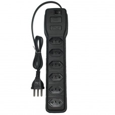 Filtro De Linha Teccon 6 Tomadas, 127/220 volts, 1M, Tripolar, Preto, TC0358