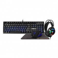 Combo Gamer Gamdias E1B 4 em 1, com Teclado Mecânico, Headset, Mouse e Mousepad
