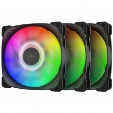Kit Fan Com 3 Unidades Geometric Future Squama 2505B, ARGB, 120mm, PWM, Preto, GEO-S2505B-3