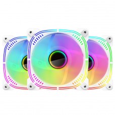 Kit Fan Com 3 Unidades Ryvel Blanc White, ARGB, 120mm, Com Controladora, Branco, RY-FN-BL-WT