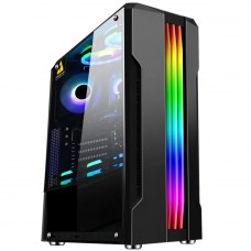 Gabinete Gamer 1STPLAYER R3-A, Mid Tower, RGB, Vidro Temperado, ATX, Black, Sem Fonte, Sem fan