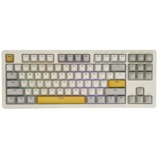 Teclado Mecânico Gamer Ajazz AKC087, RGB, Wireless/Bluetooth/USB, TKL, ANSI, Switch Ajazz AS101 Yellow, Creme e Amarelo