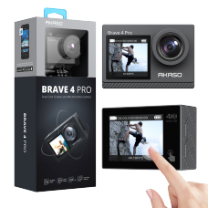 Câmera Esportiva Akaso BRAVE 4PRO, 4K / 30FPS, À prova d'água, Touch Screen, Dual Screen, IPS, Black