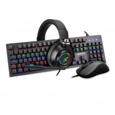 Combo Gamer SuperFrame, Teclado Mecânico Player 1 + Mouse Gamer Foflis + Headset Gamer Maestro