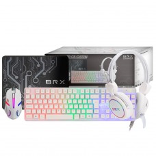 Combo Gamer BRX 4 em 1, Teclado, Mouse, Headset e Mousepad, Branco, RGB, CB-G593W - Open Box