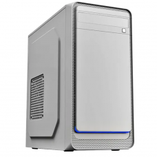 Gabinete PowerX 6503WT Blue, Mini Tower, White, Led Blue, mATX, Com fonte, Com 1 fan