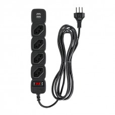 Filtro de Linha Intelbras EPE 204, 4 Tomadas, 2 USB, 1m, Black, EPE-204-USB