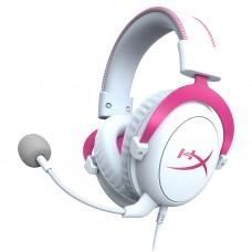 Headset Gamer HyperX Cloud II, Surround 7.1, Drivers 53mm, USB, White/Pink, 4P5E0AA