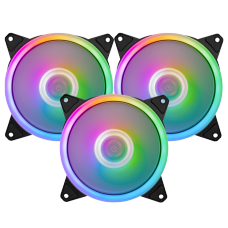 Kit Fan com 3 Unidades 1STPLAYER M1 120mm, RGB, Black, M1