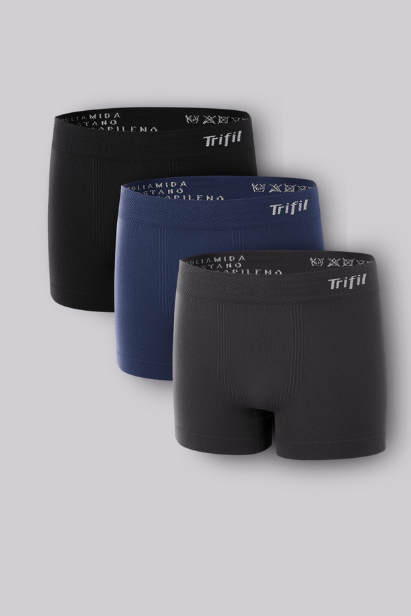 Kit 3 Cueca Trifil Boxer Infantil Lisa Tamanho: M | Cor: Sortida