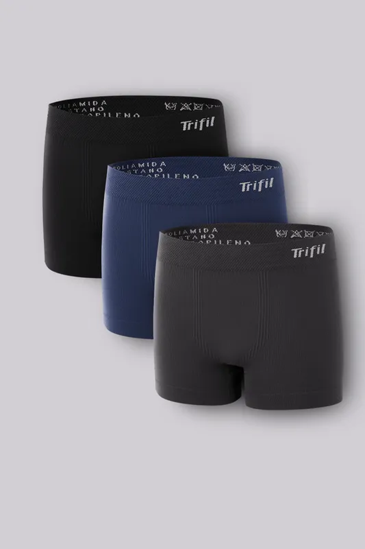 Kit 3 Cueca Trifil Boxer Infantil Lisa Tamanho: M | Cor: Sortida