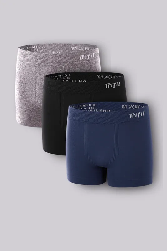 Kit 3 Cueca Trifil Boxer Infantil Lisa Tamanho: P | Cor: Sortida