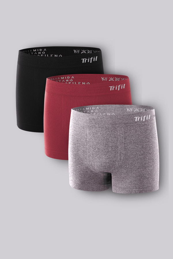 Kit 3 Cueca Trifil Boxer Infantil Lisa Tamanho: M | Cor: Mescla