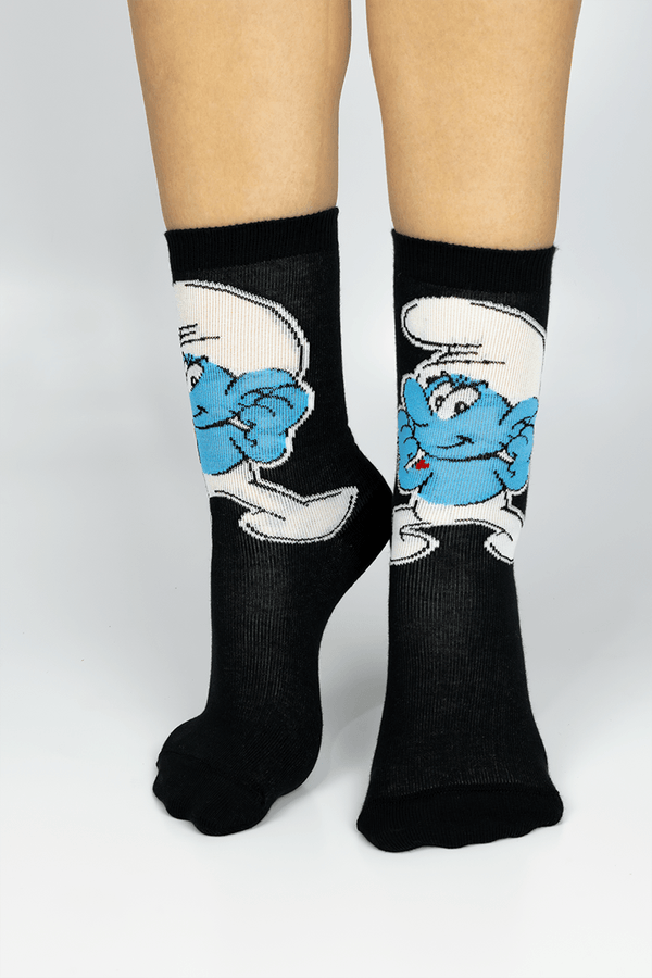 Meia Trifil Infantil Cano Longo Smurfs Tamanho: 140 (30-35) | Cor: Preto